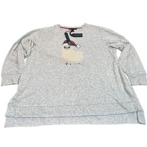 Jane +‎ Delancey Women’s Holiday Llama Sweatshirt Size 1X NWT Naughty / Nice